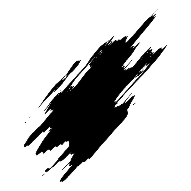 Un trait de pinceau noir peint à l'aquarelle vectorielle, un élément de conception dessiné à la main isolé sur un fond blanc.