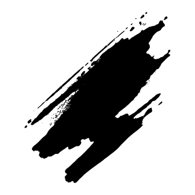 Un trait de pinceau noir peint à l'aquarelle vectorielle, un élément de conception dessiné à la main isolé sur un fond blanc.