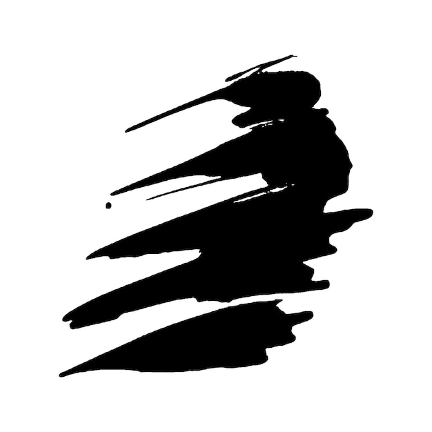 Un trait de pinceau noir peint à l'aquarelle vectorielle, un élément de conception dessiné à la main isolé sur un fond blanc.