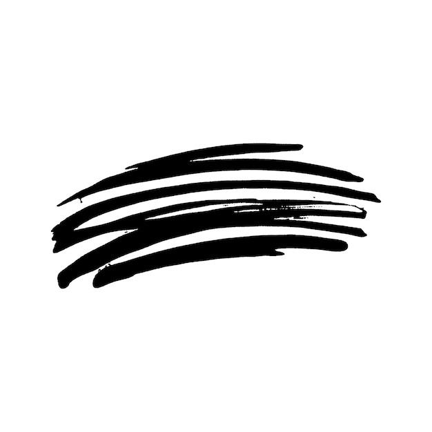 Un trait de pinceau noir peint à l'aquarelle vectorielle, un élément de conception dessiné à la main isolé sur un fond blanc.