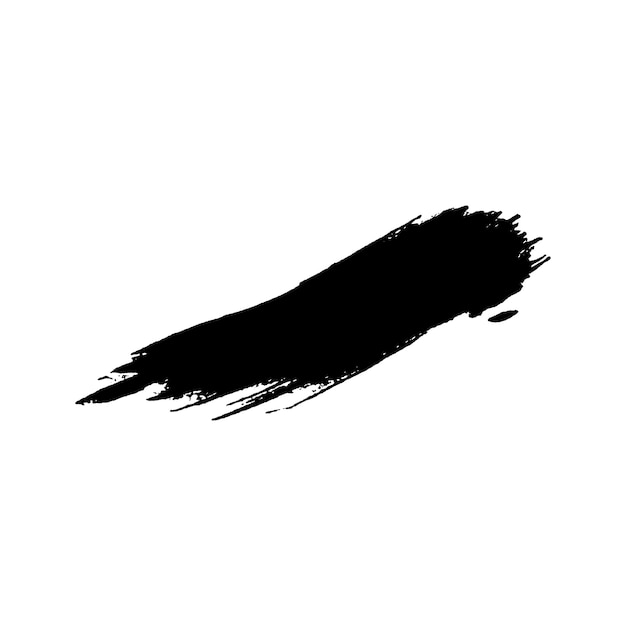 Un trait de pinceau noir peint à l'aquarelle vectorielle, un élément de conception dessiné à la main isolé sur un fond blanc.