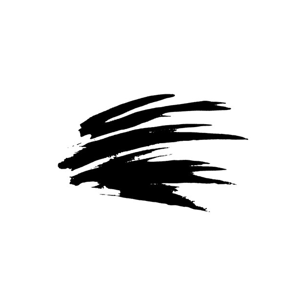 Un trait de pinceau noir peint à l'aquarelle vectorielle, un élément de conception dessiné à la main isolé sur un fond blanc.
