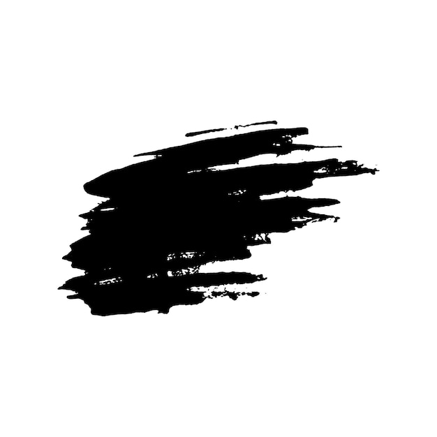 Un trait de pinceau noir peint à l'aquarelle vectorielle, un élément de conception dessiné à la main isolé sur un fond blanc.