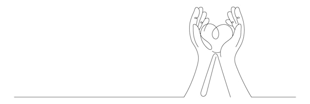 Trait vectoriel modifiable de l'amour et des soins Concept lié à l'autisme Dessin continu d'une ligne Illustration vectorielle