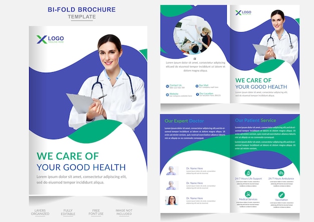 Vecteur traitement médical créatif soins de santé business brochure à deux volets modèle de conception de profil d'entreprise médicale