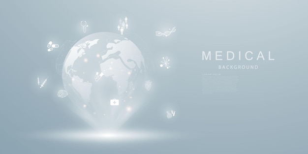 Traitement médical dans l'arrière-plan de la communication de la technologie abstraite concept innovation