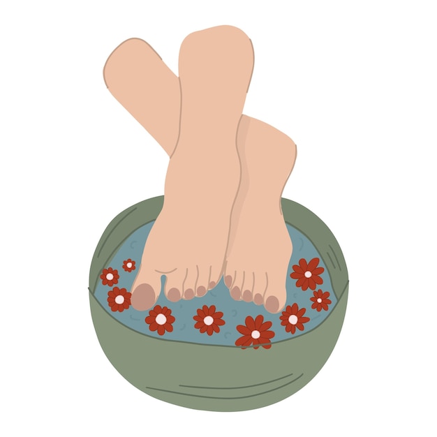 Vecteur traitement des pieds spa pédicure bain bain de pieds la seule illustration vectorielle pour un salon de spa