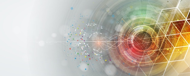 Vecteur traitement quantique intelligence artificielle d'apprentissage en profondeur future nouvelle technologie pour les affaires ou la présentation scientifique