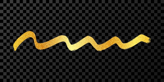 Vecteur traits de pinceau grunge ondulés dorés bande d'encre peinte tache d'encre isolée sur un fond transparent foncé illustration vectorielle
