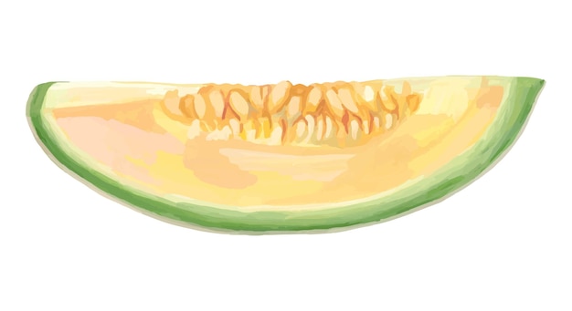 Tranche de fruit de melon Peinture acrylique dessinée à la main réaliste de fruits tropicaux frais Clipart de trace vectorielle isolé sur blanc