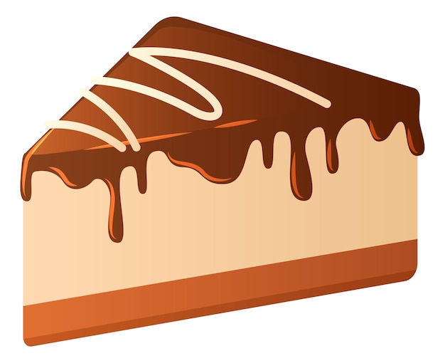 Vecteur une tranche de gâteau avec une icône de dessin animé au chocolat sur fond blanc