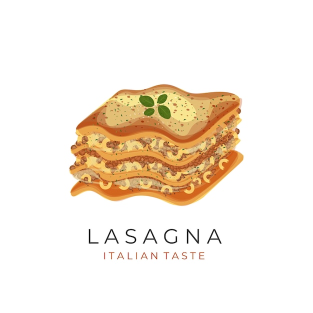 Une tranche d'illustration vectorielle de lasagne de macaroni en couches