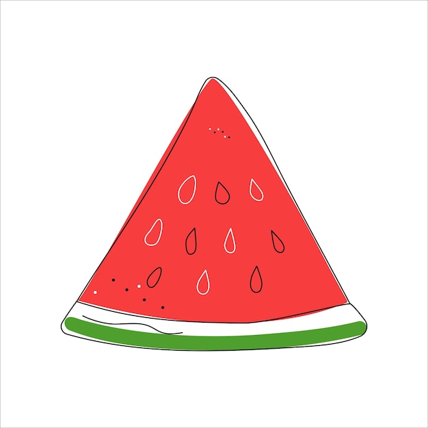 Tranche de pastèque Doodle style Couleur été illustration vectorielle Juicy Fruits food