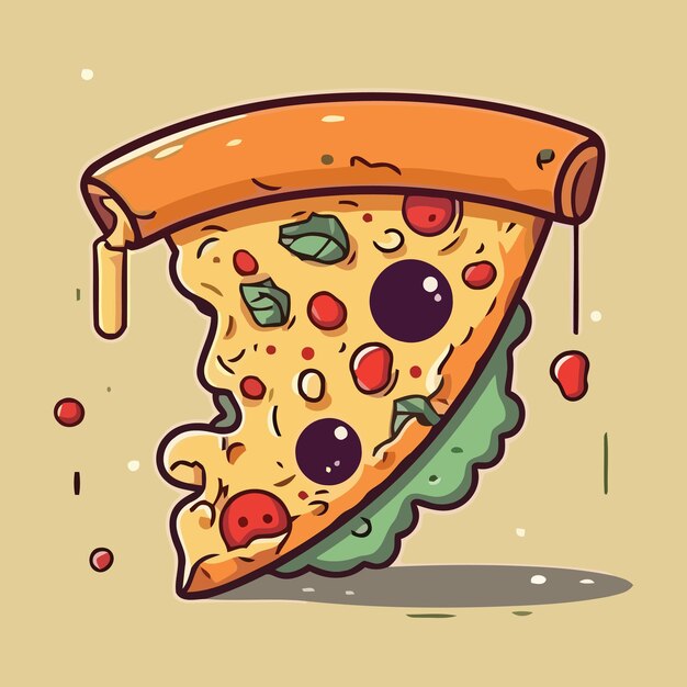 Vecteur tranche de pizza au pepperoni et illustration vectorielle de fromage mozzarella fondu