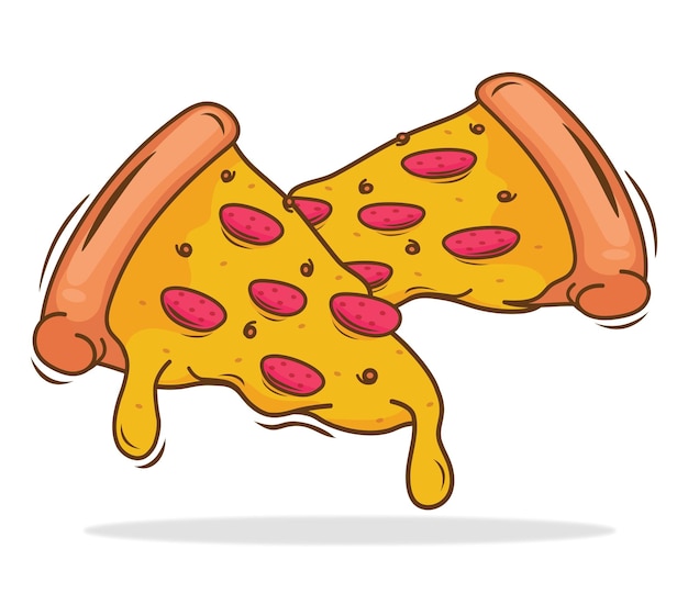 Vecteur tranche de pizza de dessin animé avec une tranche de pizza.