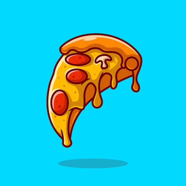 Tranche De Pizza Fondue Cartoon Vector Icon Illustration. Concept D'icône D'objet Alimentaire Isolé Vecteur Premium. Style De Dessin Animé Plat