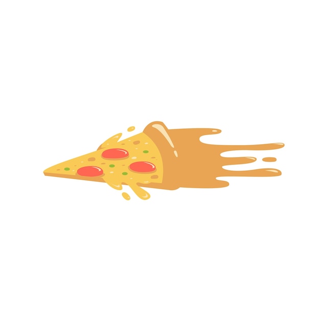 Tranche De Pizza Volante Rapide Avec Illustration De Fromage Fondant