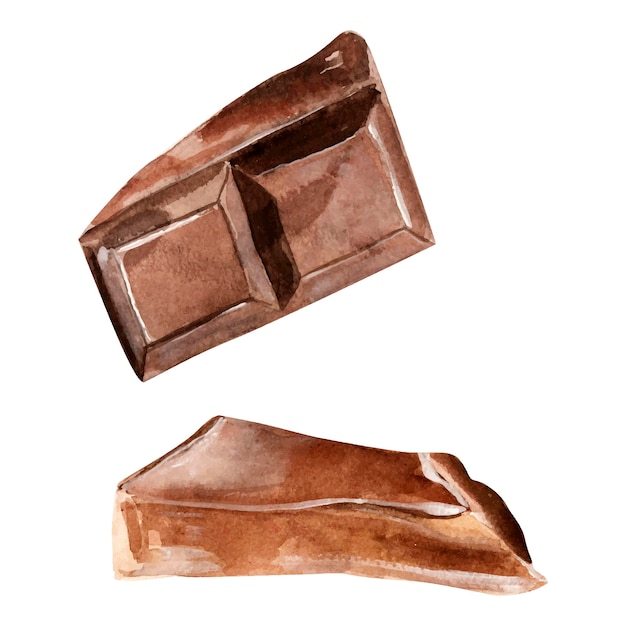 Tranches De Chocolat Cacao Bonbons Imitation Aquarelle