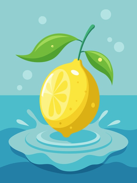 Vecteur des tranches de citron flottant dans un verre d'eau rafraîchissante créant une scène vibrante et assoiffante