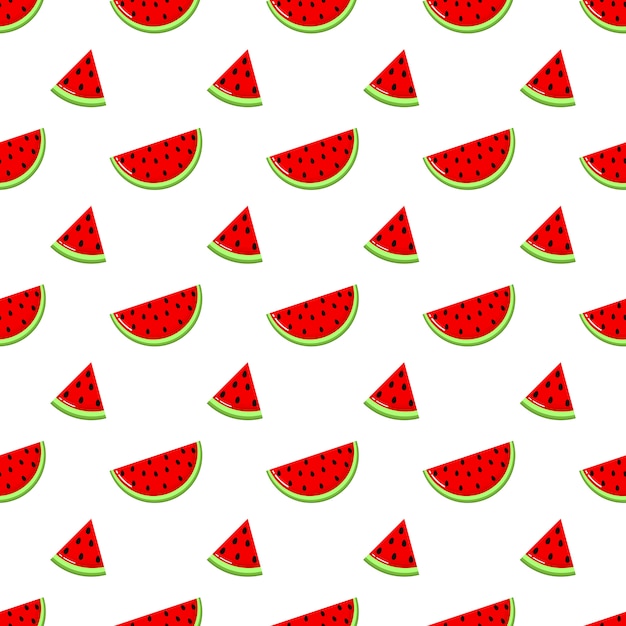 Tranches De Melon D'eau Rouge Seamless Pattern. Fruit