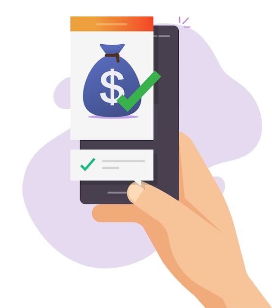 Transfert D'argent Reçu En Ligne, Transaction En Espèces Envoyée Avec Notification De Coche Sur Le Portefeuille Numérique Du Téléphone Portable