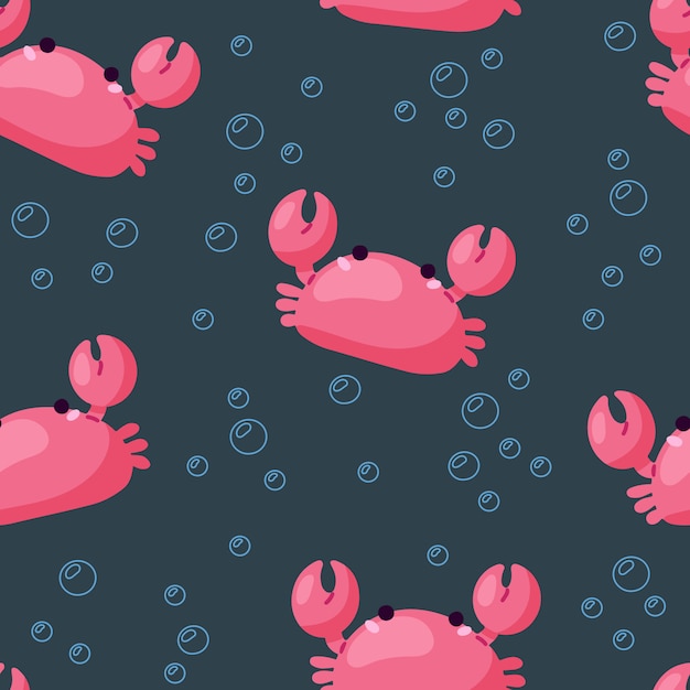 Vecteur transparente motif nautique avec crabe mignon pour les arrière-plans, textures