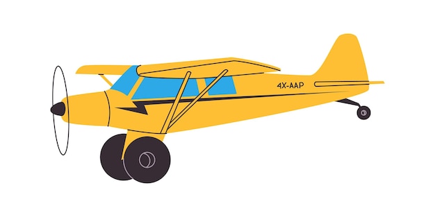 Vecteur transport d'avions de couleur jaune avec hélice et aile ancien avion vintage pour spectacle aérien