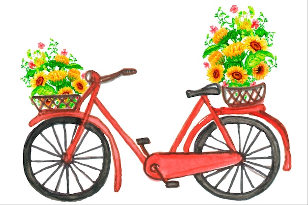 Transport Avec Des Citrouilles Et Des Fleurs De Tournesol. Illustration Aquarelle Dans Un Style Bohème.