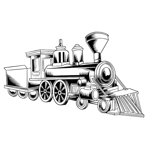 Vecteur transport de locomotives à vapeur. illustration vectorielle dessinés à la main