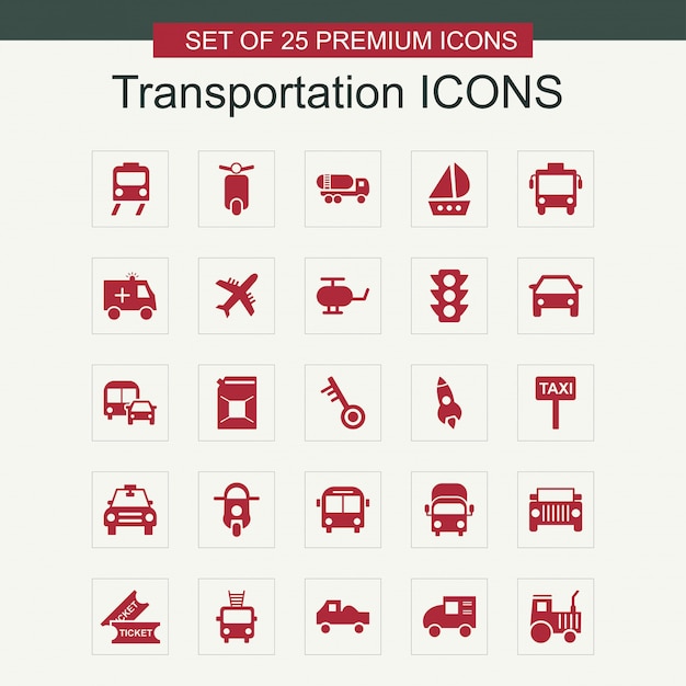 Transportations Icônes Définies Vecteur