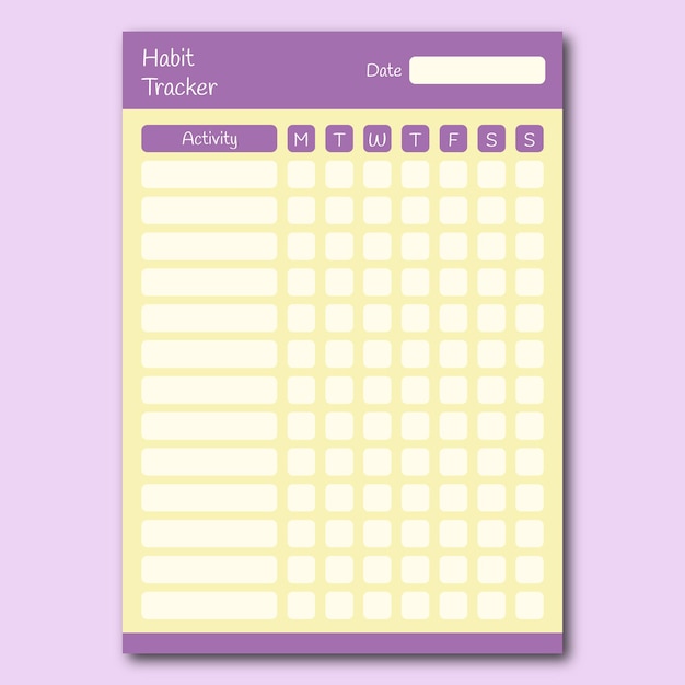 Traqueur D'habitudes Imprimable Sur Fond Violet Et Jaune
