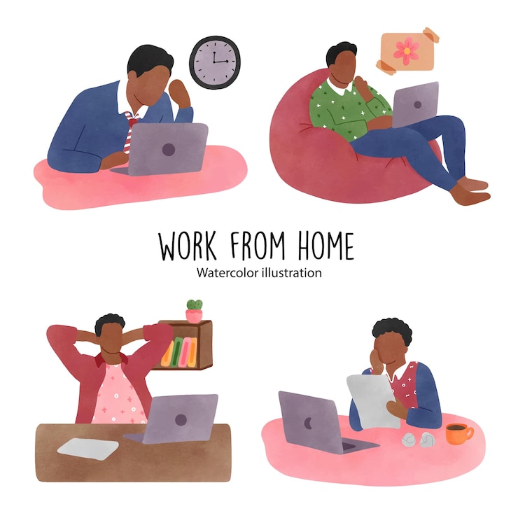 Vecteur travail à domicile travail vector illustrationxa