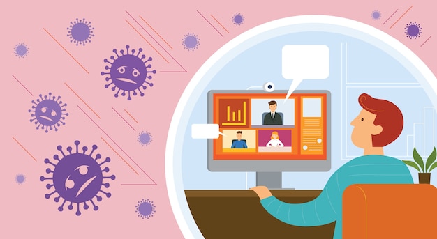 Travail à domicile, vidéoconférence, prévention des maladies à coronavirus