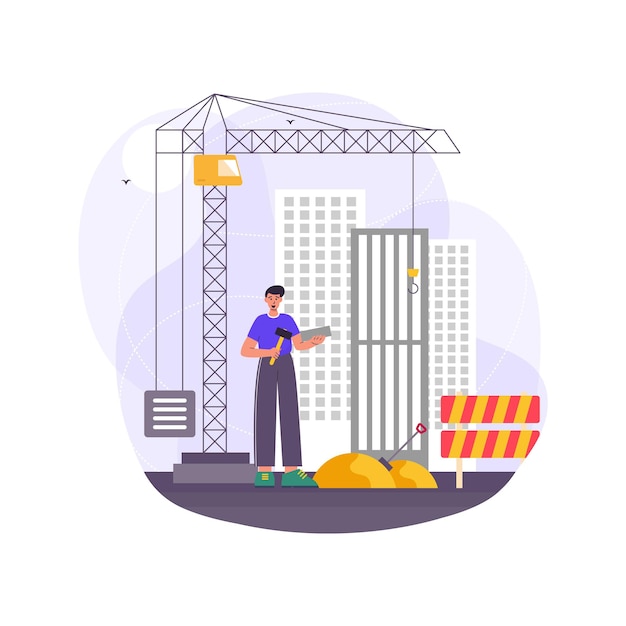 Travail effectuant des travaux sur le chantier de construction