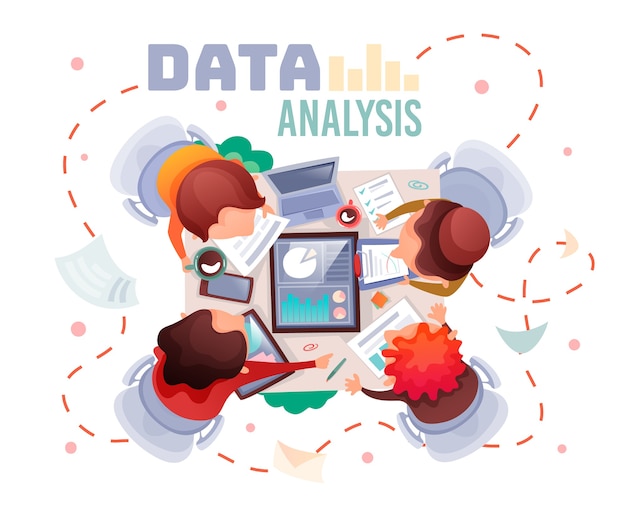 Vecteur travail d'équipe d'analyse de données de concepts