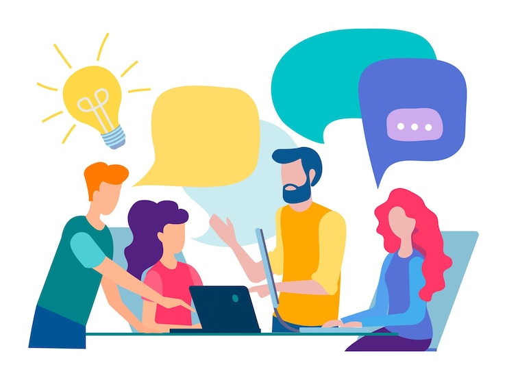 Vecteur travail d'équipe démarrage réussi génération d'idées brainstorming concept de délai illustration vectorielle