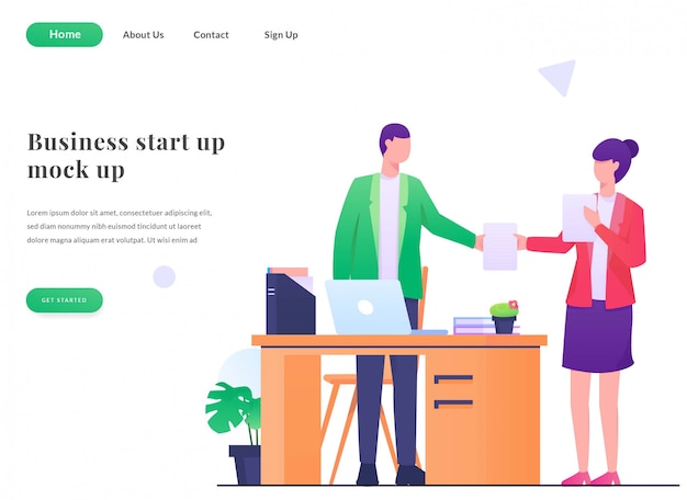 travail d'équipe de page de destination web entreprise