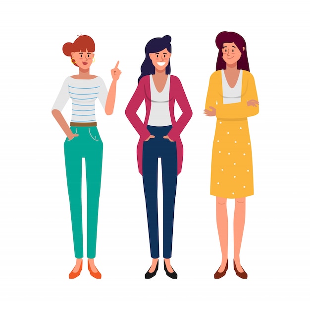 Travail d'équipe de personnage de portrait de femme d'affaires.