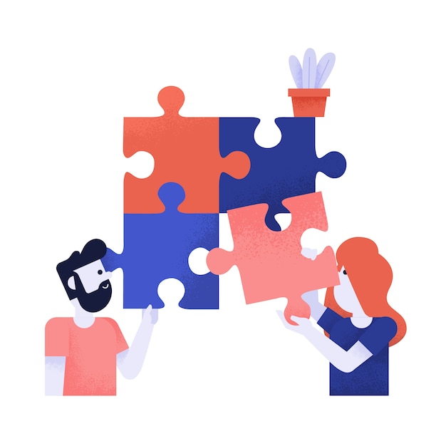 Travail d'équipe Puzzle Vector Illustration