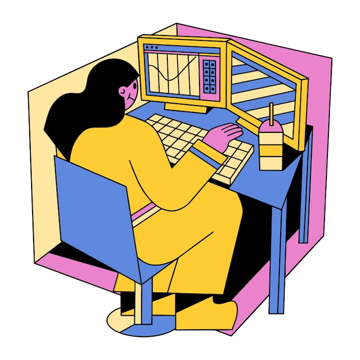 Vecteur travail d'illustration rétro féminin
