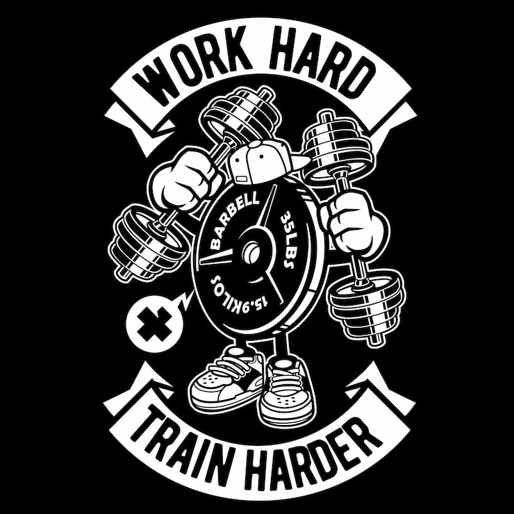 Vecteur travailler dur train harder design