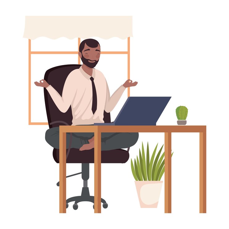 Vecteur travailleur afro-américain au bureau