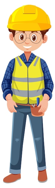 Vecteur travailleur de la construction portant un casque de sécurité