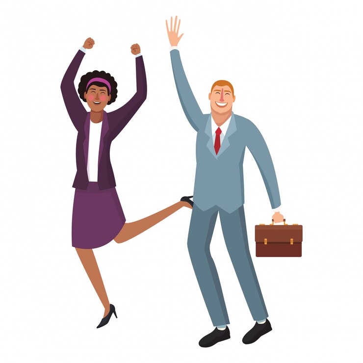 Vecteur travailleurs de l'entreprise heureux