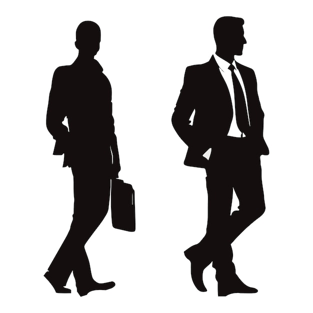 Travailleurs De L'entreprise Avec Illustration Vectorielle Porte-documents Illustration Vectorielle De Silhouette Homme D'affaires