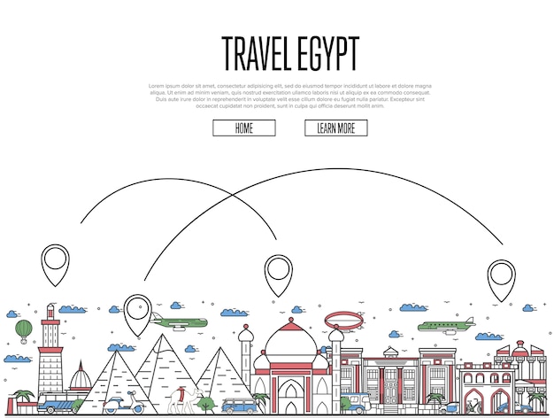 Travel Egypt Site Dans Le Style Linéaire