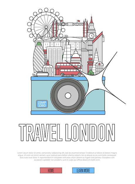 Vecteur travel london site avec caméra