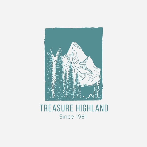 Treasure Highland Adventure Illustration Logo Vecteur