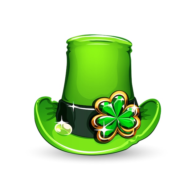 Le Trèfle émeraude De St.patrick's Day Sur Son Chapeau