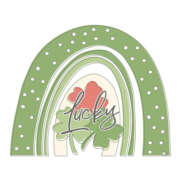 Trèfle porte-bonheur arc-en-ciel vert St Patricks Day Typographie vintage Groovy Design